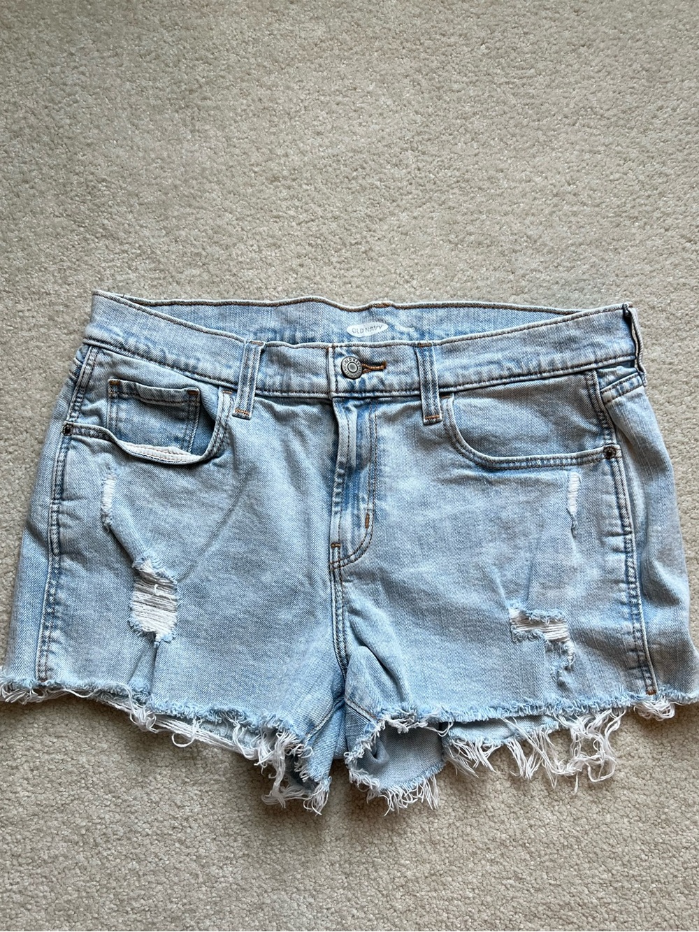 Old Navy Light Wash Distressed Denim Shorts. Size 8